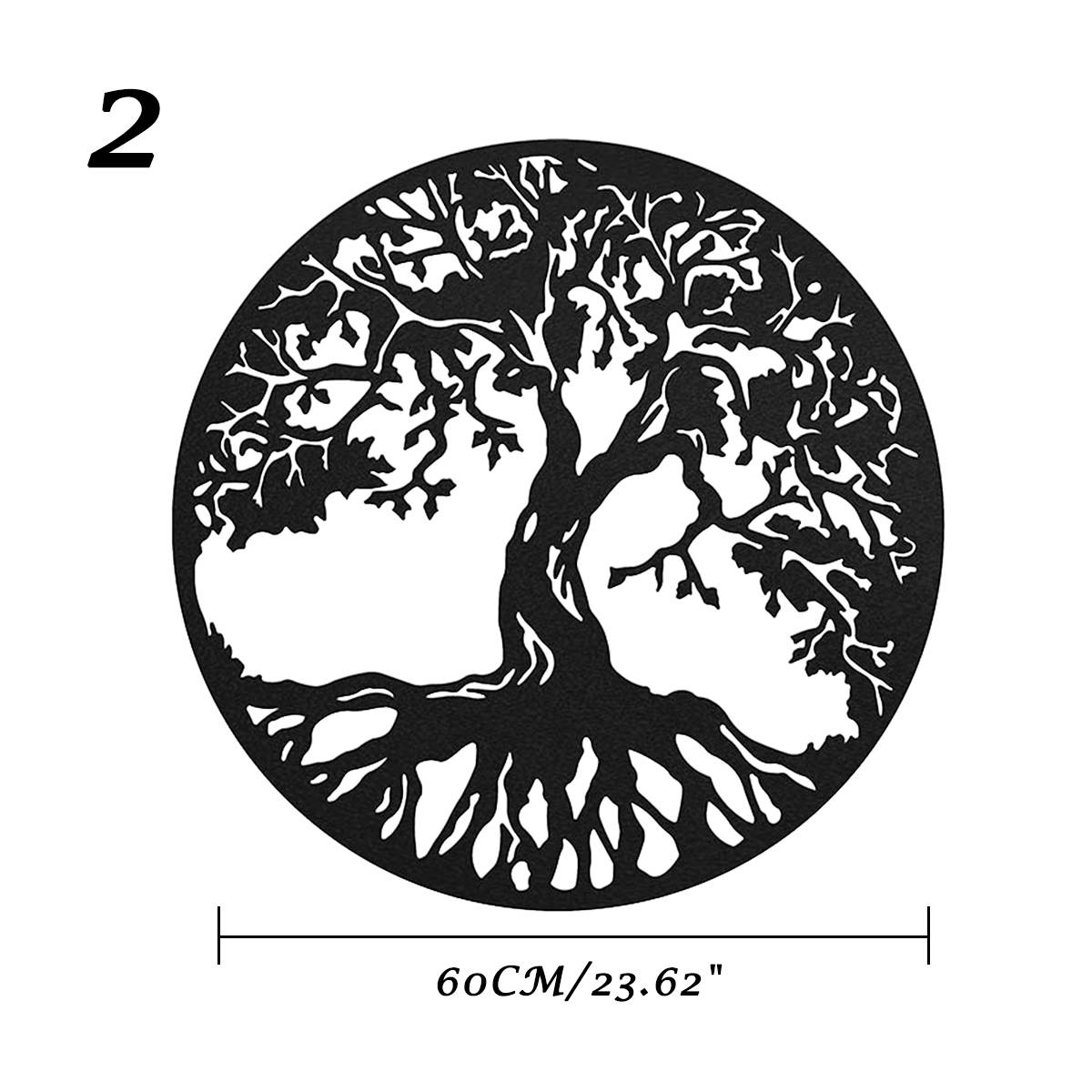 Round Wall Hanging Decorations 3D Diameter 60cm Tree of Life Iron Art Home Hanging Ornament Iron Tree Wall Decoration: 2