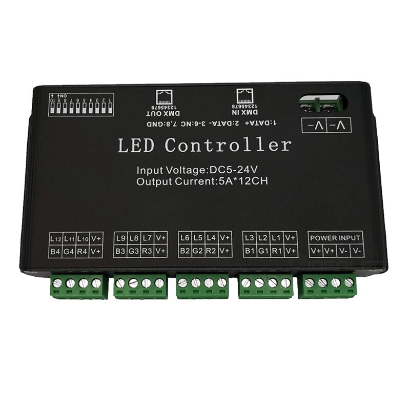 12 Kanaals Dmx Decoder 60A DMX512 Led Controller Pwm Dimmer Driver Voor Rgb Led Strip En Module Licht DC12V-24V