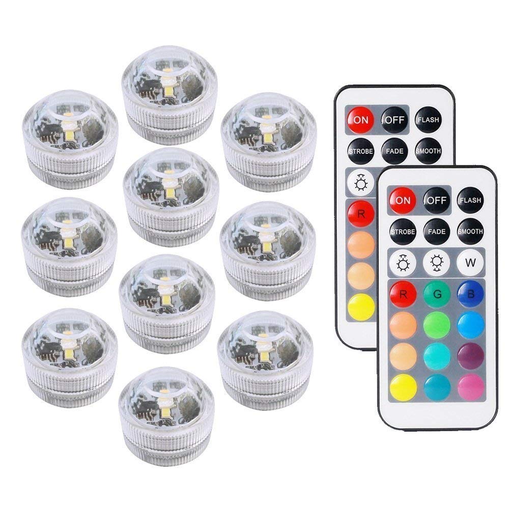View of 10X Waterproof Remote Control Colored LED Light Bo... - Grandado