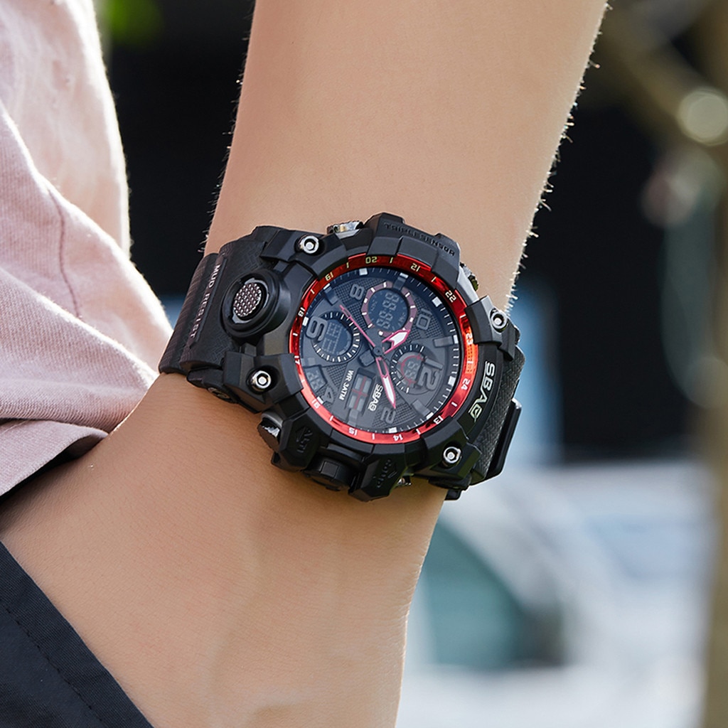 Sbao-relojes deportivos para hombre, pulsera electrónica Digital Led de cuarzo Tpu