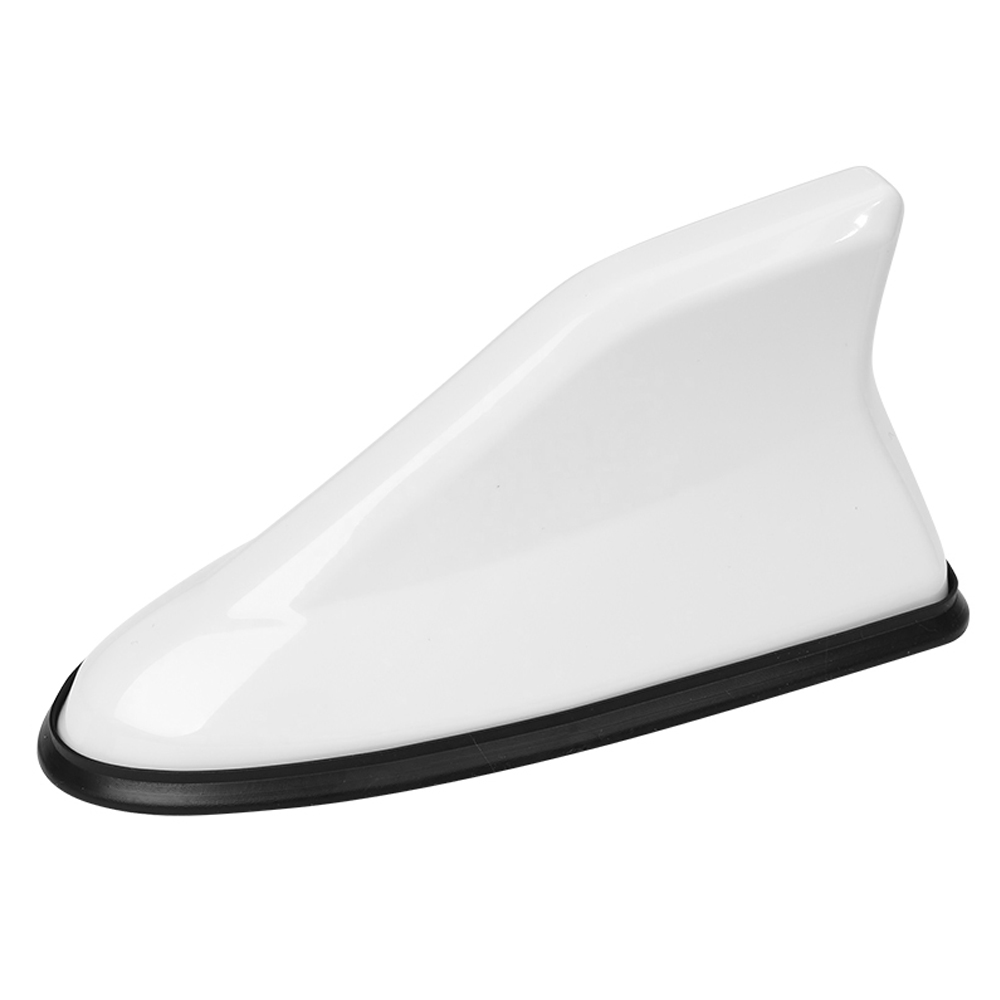Aileron de requin universel en fibre de carbone, montage sur le toit de la voiture, dessus d'antenne aérienne, radio automatique AM FM, amplificateur de signal, 16cm, le plus récent: WHITE