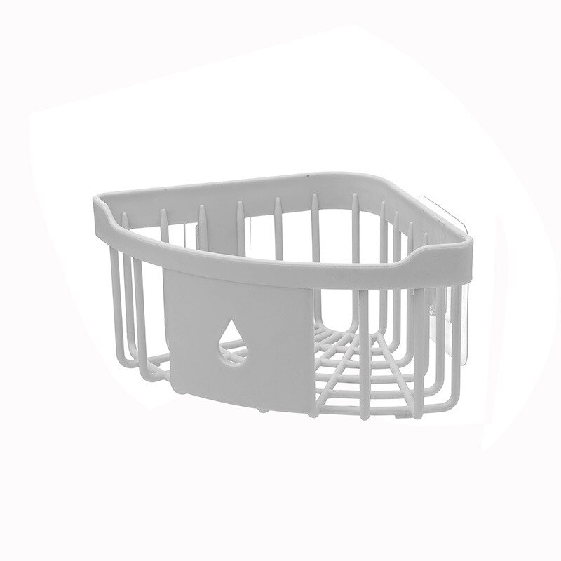 Muur Gemonteerde Zelfklevende Driehoek Rack Douche Toiletartikelen Gratis Ponsen Badkamer Keuken Accessoires Drainage Opslag Plank: white