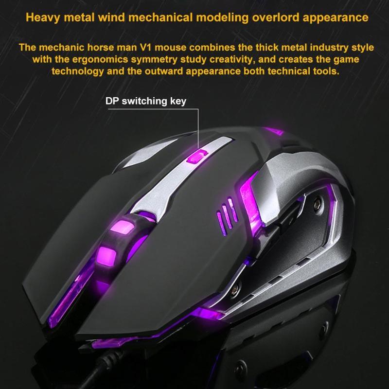 Mus tastatur sett  v1 kablet bakgrunnsbelyst opplyst usb gaming tastatur 3200 dpi gaming mus gamer bærbar datamaskin gaming mus