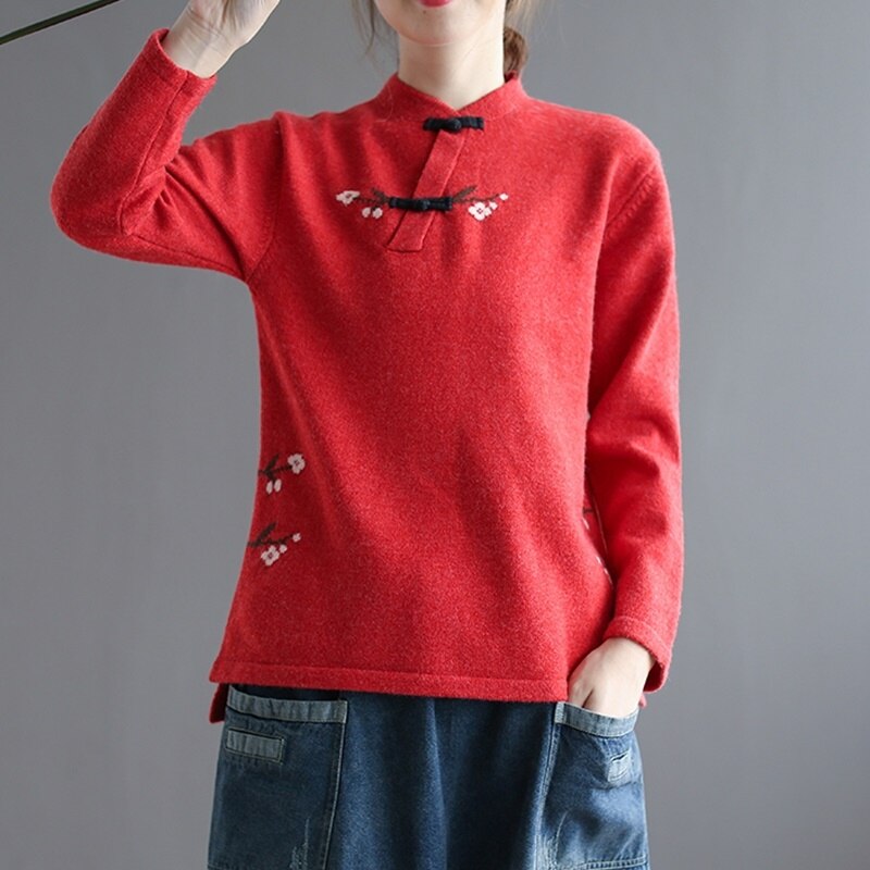 Traditional chinese blouse shirt tops for women mandarin collar oriental linen shirt blouse female cheongsam top AA4703: 1