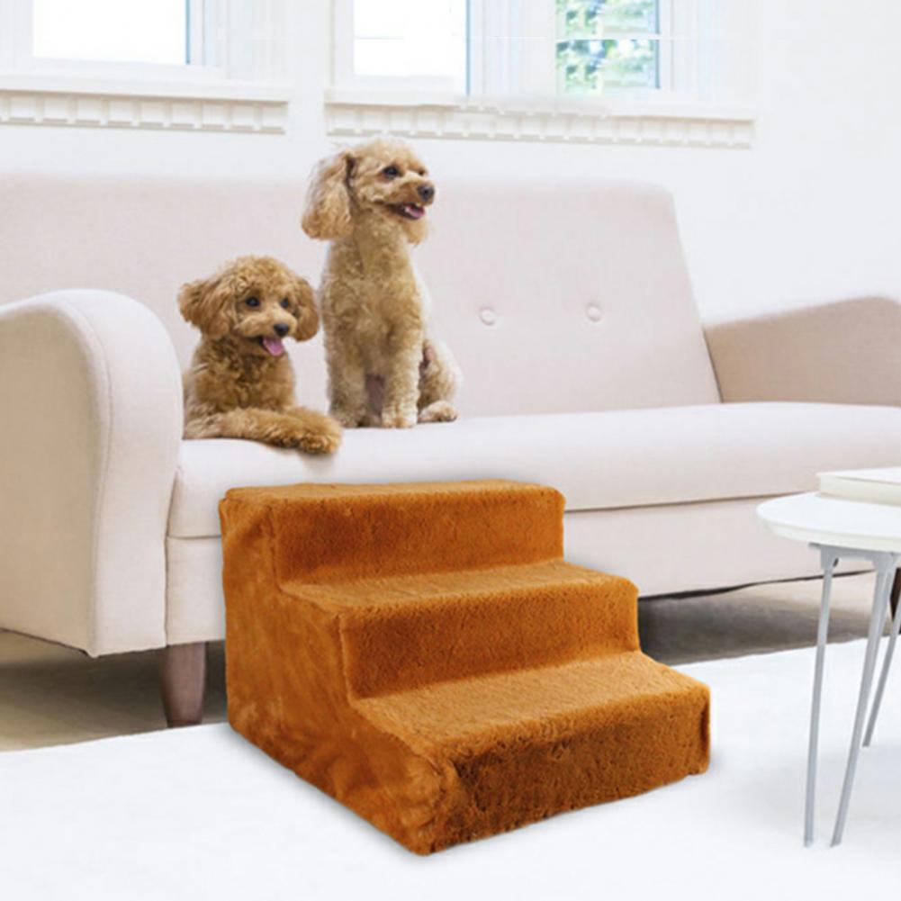 Pet Ladder 3 Step Detachable Plush Non-slip Dog Ramp Stairs Puppy Dog Stairs Pet 3 Steps Stairs for Small Dog Cat Dog House