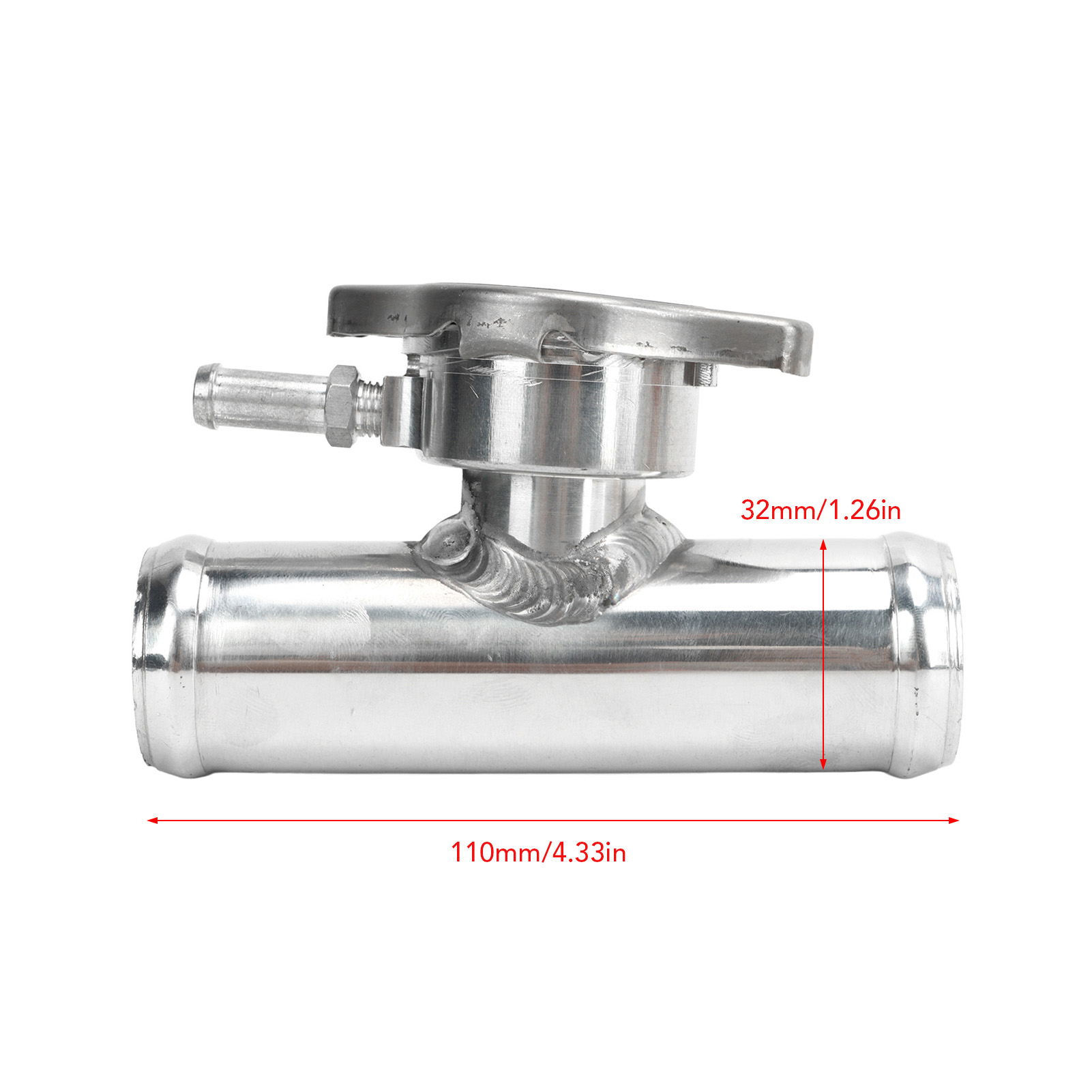 Cuello de llenado de refrigerante Cuello de llenado de manguera de radiador 32 mm Eficiente Aluminio T6061 resistente a altas temperaturas con 16 PSI para automóviles