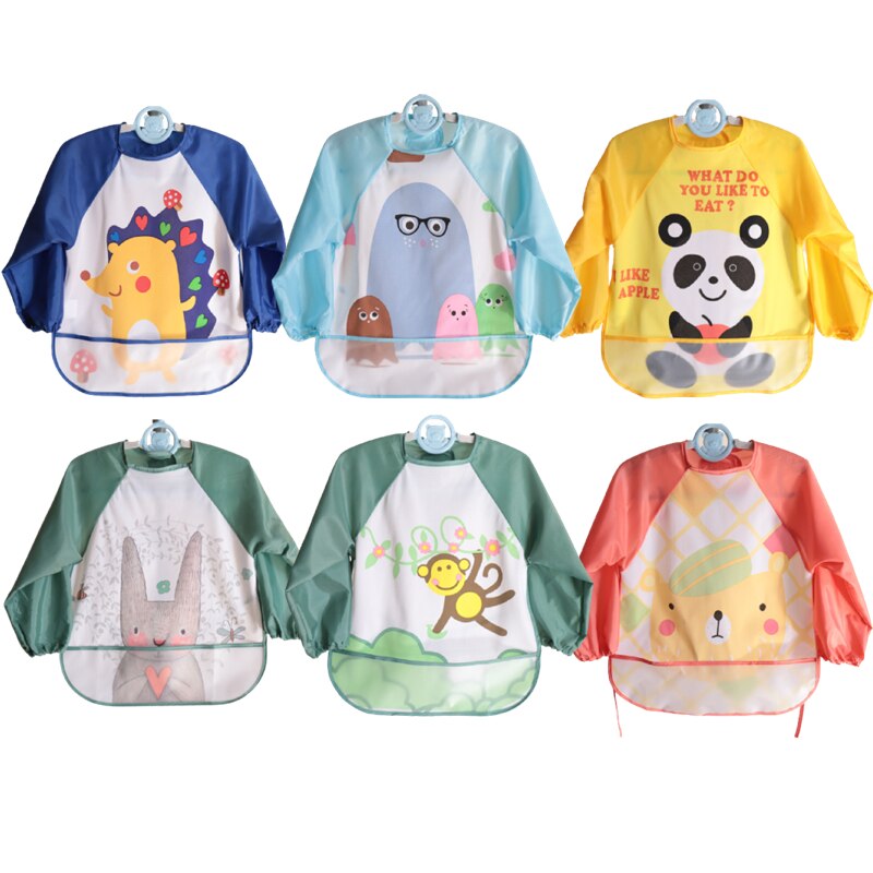 Baby Plastic Waterproof Cartoon Full Sleeves Bib with Long Sleeves Baby 3 months to 4 years