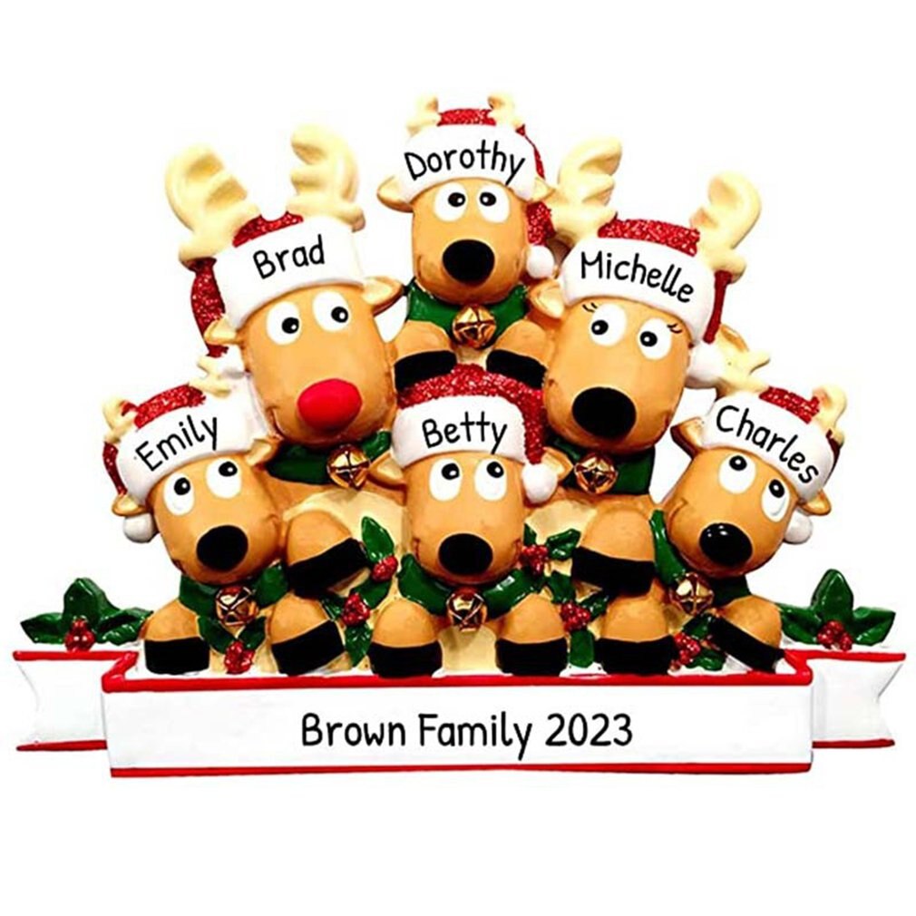 Schattige alpaca-familie kerstboomhanger diy naam pvc kerstboomhanger kerstversiering: Donker kaki