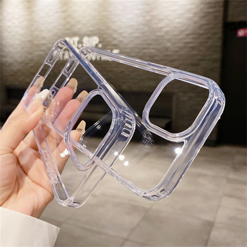 Funda transparente de acrílico duro a prueba de golpes para iPhone, 15, 14, 13, 12 Mini, 11 Pro, XS, Max, X, XR, 7, 8 Plus, SE3, cubierta de silicona suave