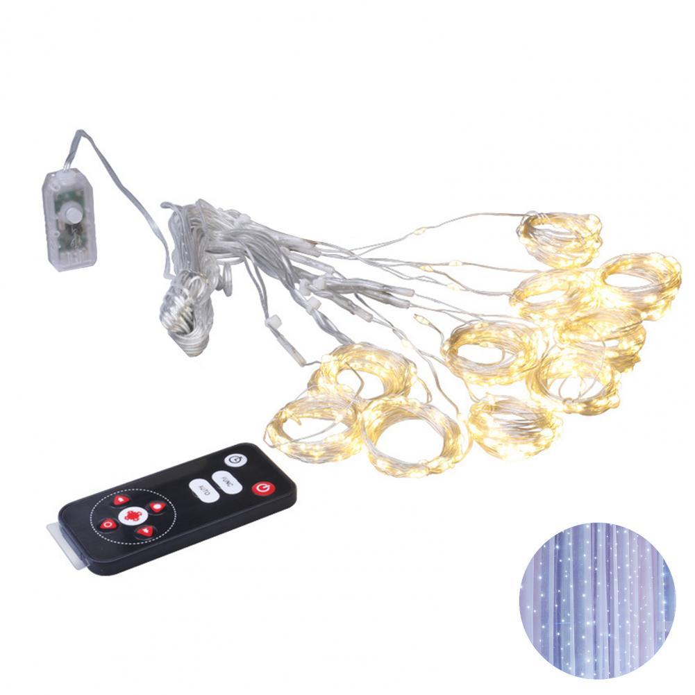 Guirlande lumineuse LED rideau étoilé avec télécommande, guirlande lumineuse décorative étanche: White
