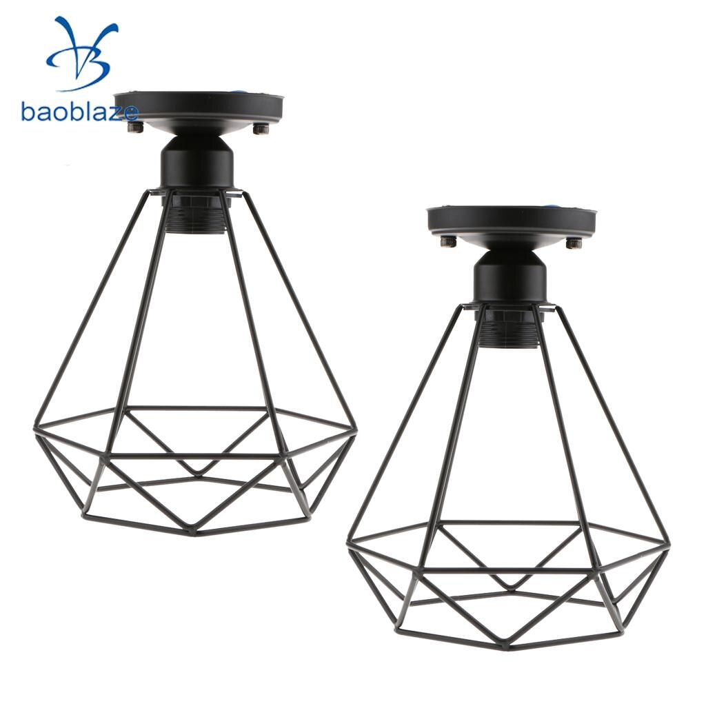 2 stk retro wire diamant pendel loftslampe bur lampe skærm lounge belysning 110-220v til entre terrasse stue soveværelse