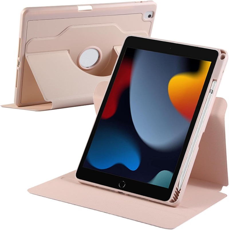 Funda giratoria para iPad 10,2 7th 8th 9th Pro 10,5 Air 3 10,5 , funda con portalápices, soporte resistente a prueba de golpes: IPad Pro 12,9 / Morado