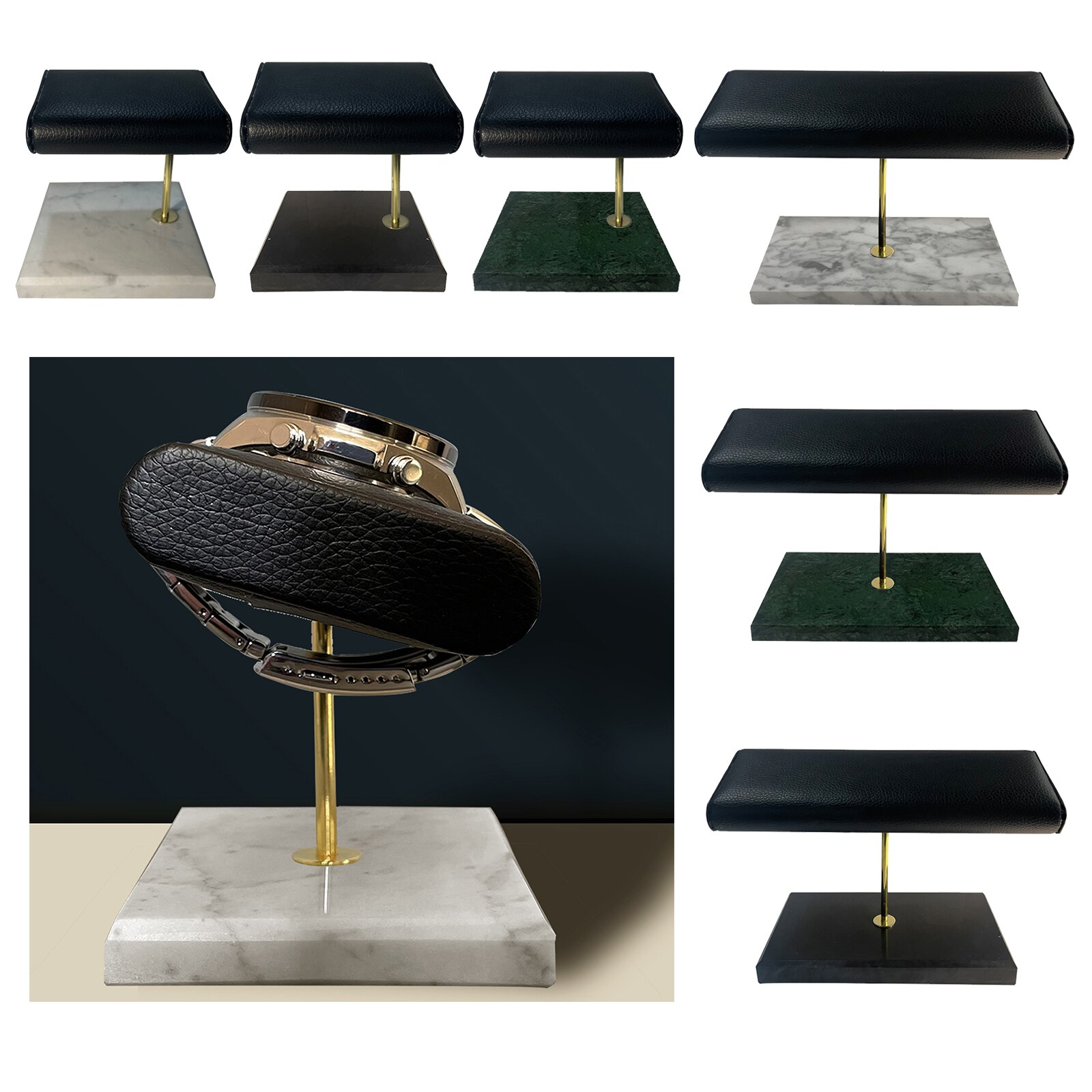 PU Leather Marble Watch Stand Holder Bracelet Bangles Watch Placement T-Bar Rack Jewelry Hard Display Stand Storage Holder