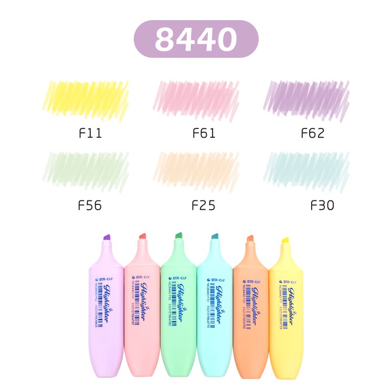 Sta highlighter serie pastel tusch tegne- og malepen i forskellige livlige farver og former: 8440