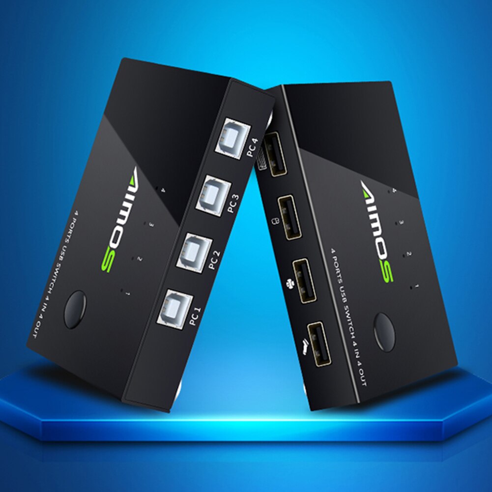 Metal Selector Keyboard Mouse Universal Plug And Play USB Interface KVM Switch Box Hub Adapter Fast Speed 4 In 4 Out For Printer