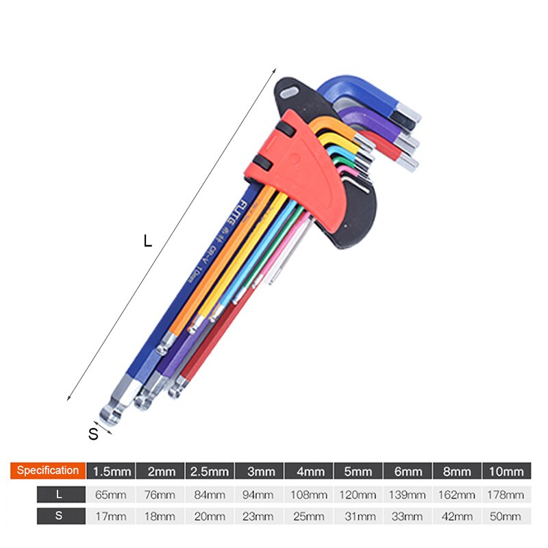 9pcs Screwdriver Hex Allen Wrench Set Colour Coding Wear-resisting Anticorrosion Allen Key Sets Hexagon Torx Star Spanner: Set 1