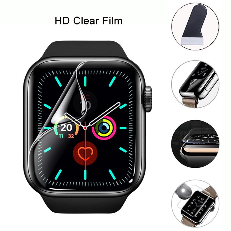 Hydrogel Clear Film Voor Apple Horloge 5 4 3 2 1 Beschermende Screen Protector Volledige Cover Hd Film Voor Iwatch 40Mm 44Mm 38Mm 42Mm