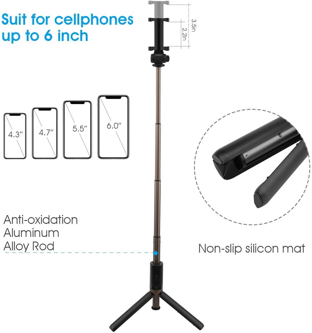 AFAITH – perche à Selfie sans fil Bluetooth, trépied rotatif à 360 ° extensible, Mini monopode pour Smartphones ios et Android