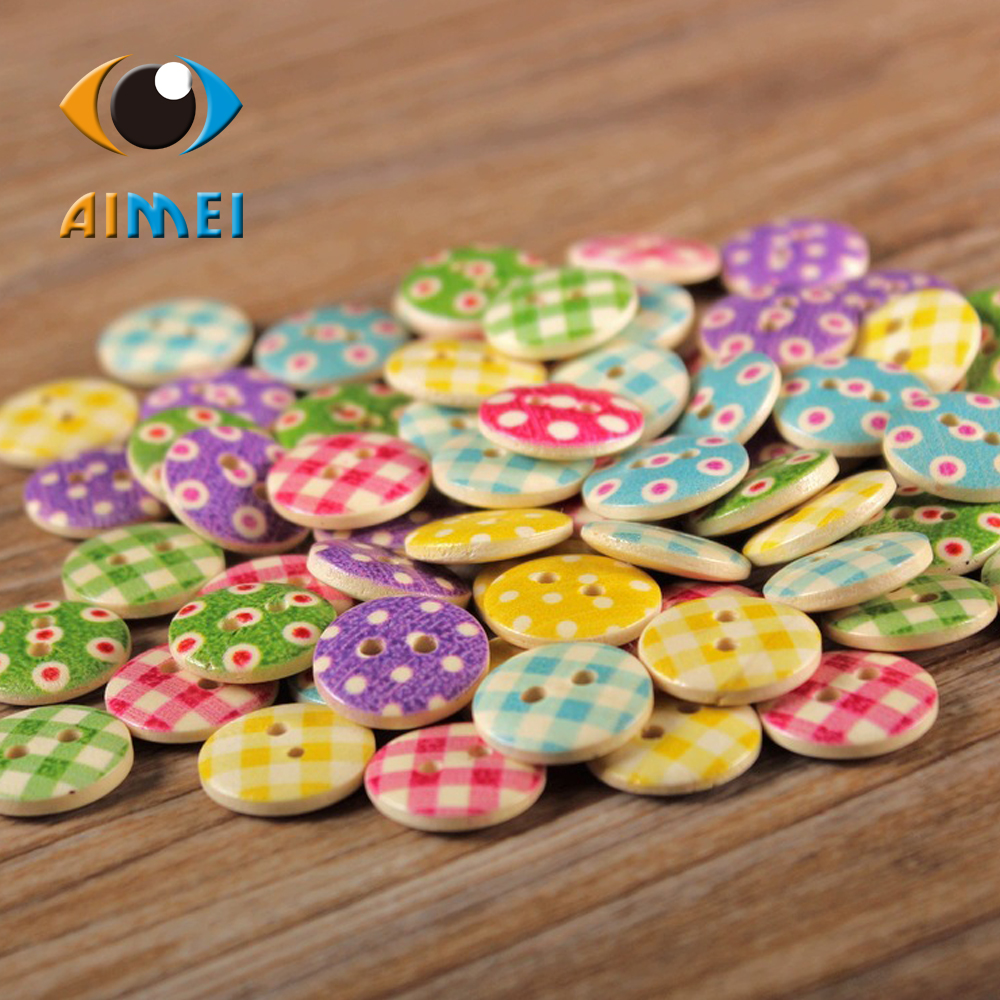 100 stuks/partij 15mm diameter ronde houten knopen voor kleding, decoratieve knoop voor handwerk.