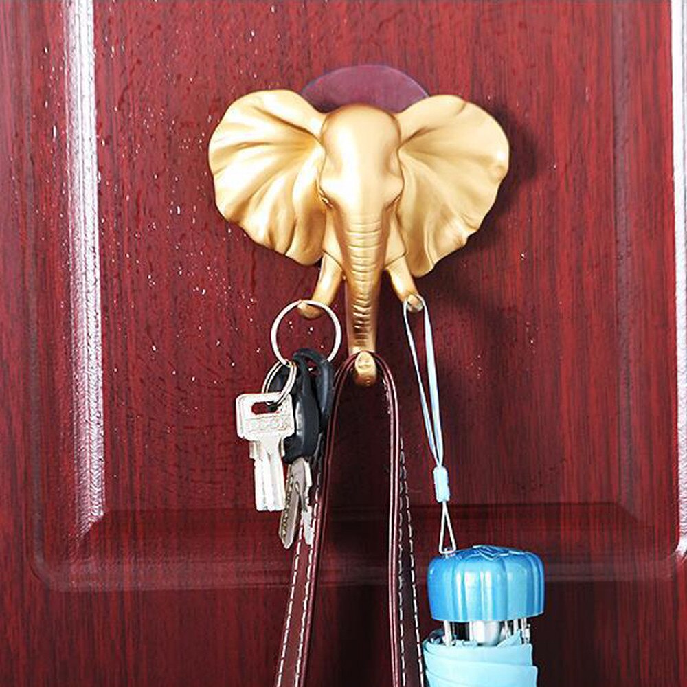Muur Deur Haak Mooie Olifant Hoofd Zelfklevende Hanger Bag Keys Sticky Holder Voor Jassen Hoeden Handdoeken Opknoping Organisator Decor q3