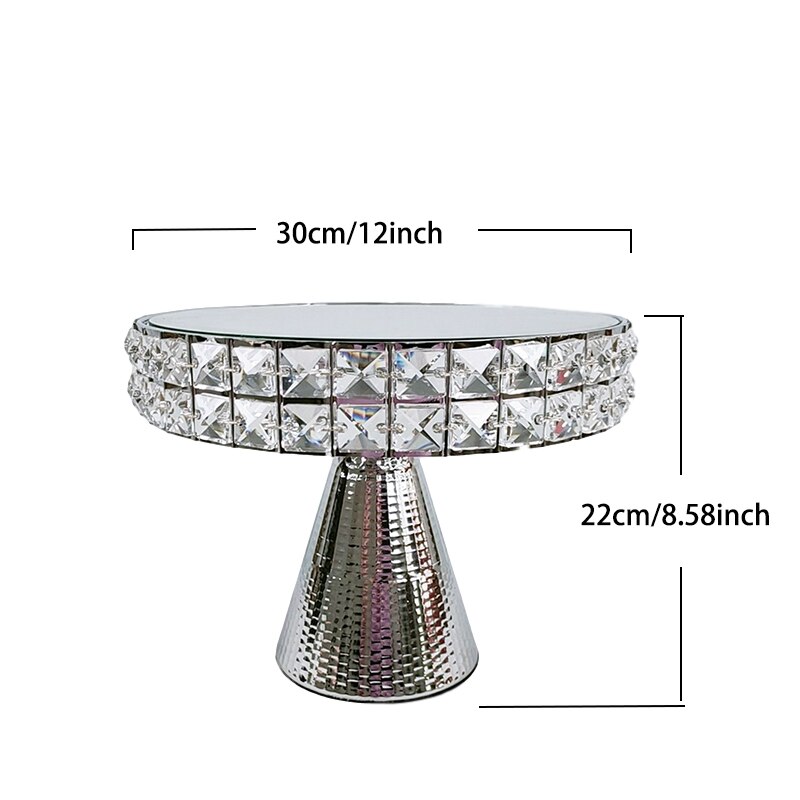 Metal square crystal silver cake stand tall paper cup wedding cake decoration: large size