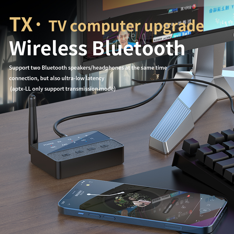 Qualcomm Bluetooth 5.3 aptX/HD/LL Audio--Adapter 3,5 mm Aux R/L kabellos Stereo Empfänger Absender Verbinden Sie zwei Bluetooth-Geräte