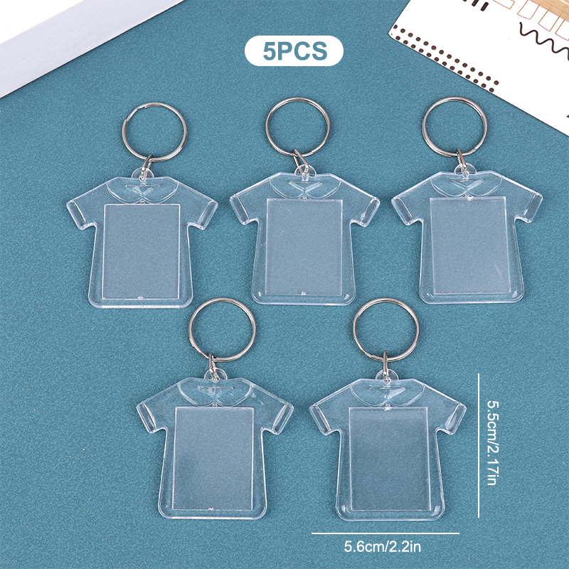 5pcs Blank Photo Frame Keychain Clear Acrylic Keyring Insert Photo Split Key Pendant DIY Key Holder Couple Anniversary