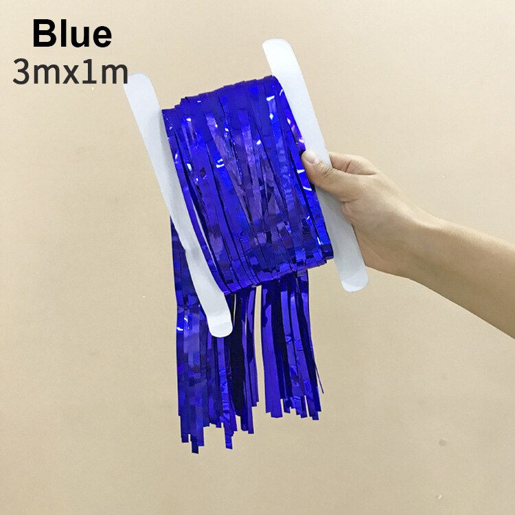 3M Gold Pink Rainbow Sequin Backdrop Foil Fringe Tinsel Curtain Wedding Birthday Party Rain For Decoration PSC55: 3M-Blue