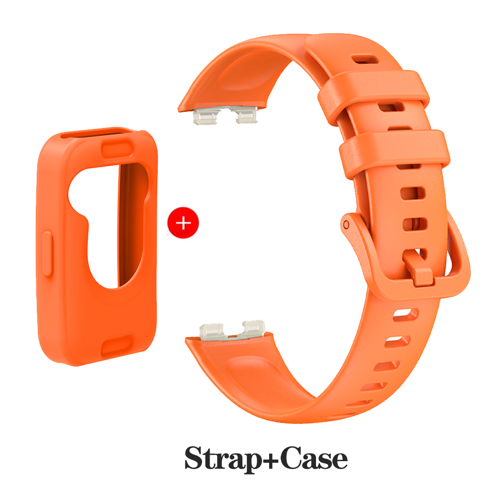 Silicone Strap for Huawei Band 9 Watchbands Replacement Bracelet Accessories for Huawei Band 8 Screen Protector Bumper Watchband: Pink Green