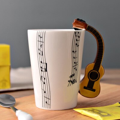 Teemukit musiikki kitara keraaminen muki kahvikuppi kahvalla mukit kahvikupit canecas tazas matkapullo: 2