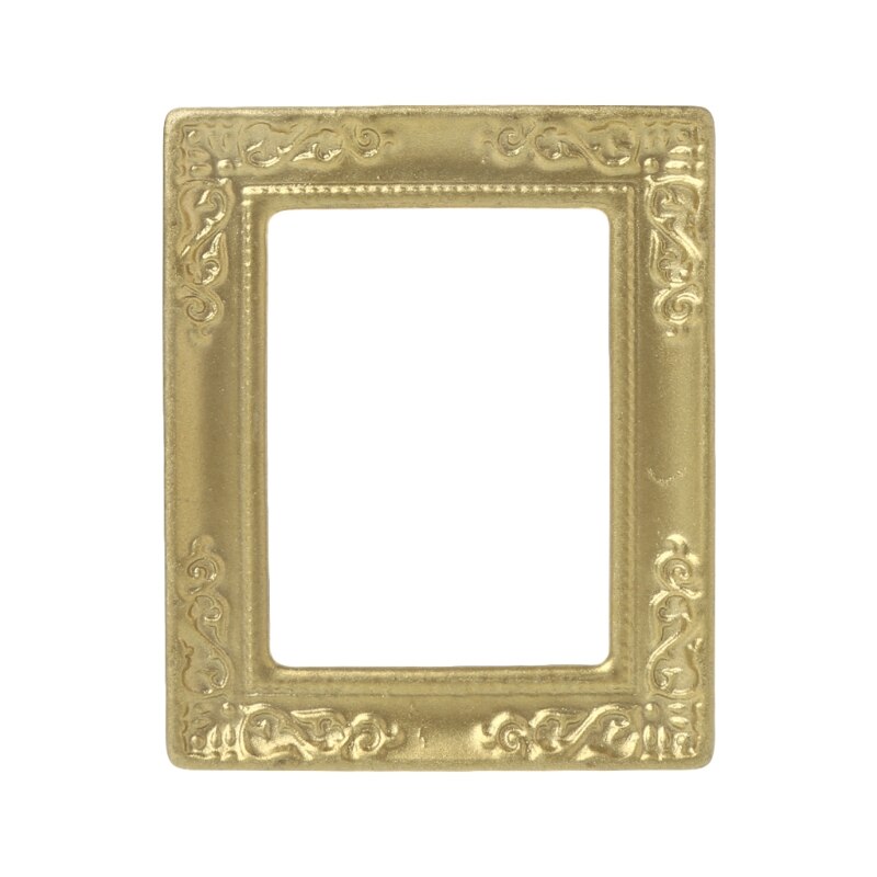 OOTDTY Speelgoed 1:12 Gouden Frame Fotolijst Accessoires voor Meubels Miniatuur Spiegel met Gouden Frame