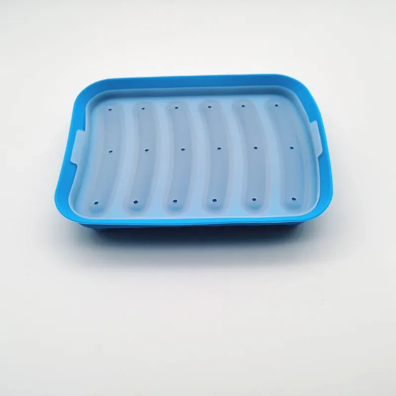 6 Grids Sausage Maker Mould Silicone DIY Ham Dog Making Moulds With Lid Kitchen Household Sausages Cake Baking Tools Molds: Blue