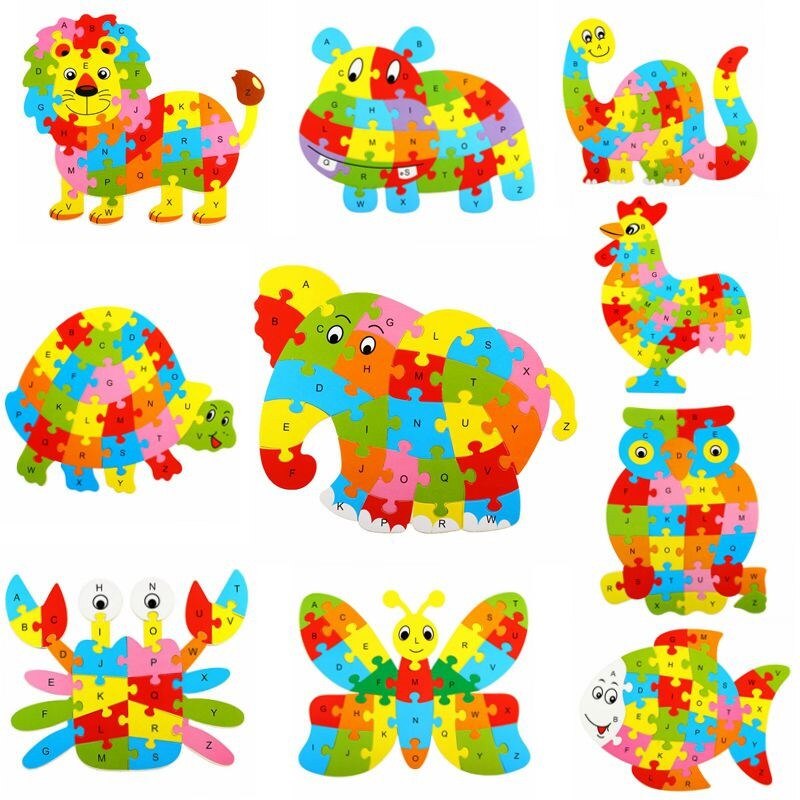 26 muster Aus Holz Tier Alphabet Frühen Lernen Puzzle Jigsaw Für Kinder baby Bildungs Learing Intelligente Spielzeug M09