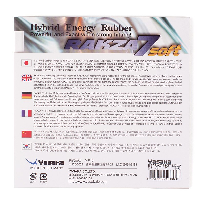 Yasaka Original RAKZA 9 RK9 RK 7 RK 7 SOFT Pimples In Table Tennis Rubber hybid energy Pips-In Ping Pong Sponge Tenis De Mesa