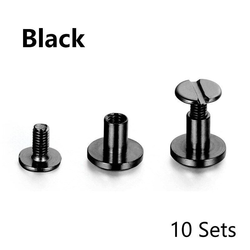 10 sarjaa kiinteä ruuvi naula niitti kaksinkertainen litteä päävyö/hihna niitit matkatavarat nahka metalli askartelu kupari 5mm/6.5mm/8mm vaate niitti: Tuhka musta / 6.5mm