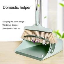 Opvouwbare Winddicht Huishouden Bezem Stoffer Set Plastic Anti-Kronkelende Zachte Haren Floor Sweep Antislip Handvat Borstel om