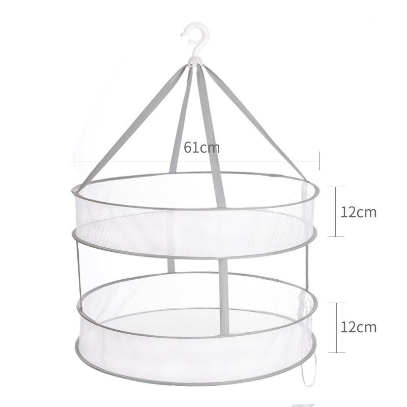 Clothes Drying Basket Household Sweater Drying Net Windproof Hanging Clothes Drying Net 3 Colors Double-layer Laundry Rack Mesh: Gray Double-layer L