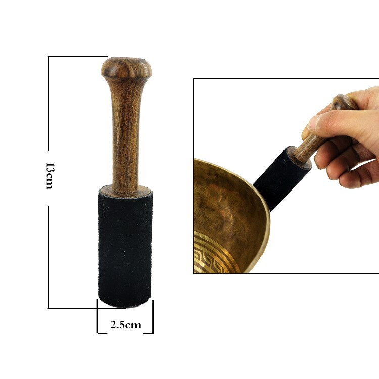 Cuenco tibetano de cuero palo de martillo palo de madera mango de meditación budista tibetana cuenco de canto accesorio 8-25cm
