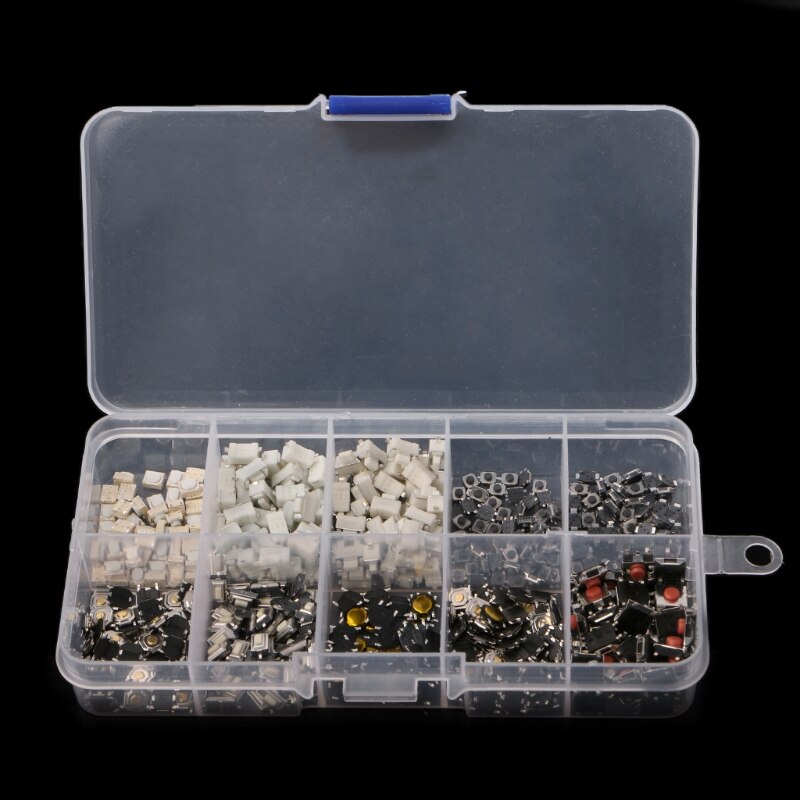 500Pcs/set 10 Value Momentary Tactile Push Button Switch Mini Micro PCB Touch Switch