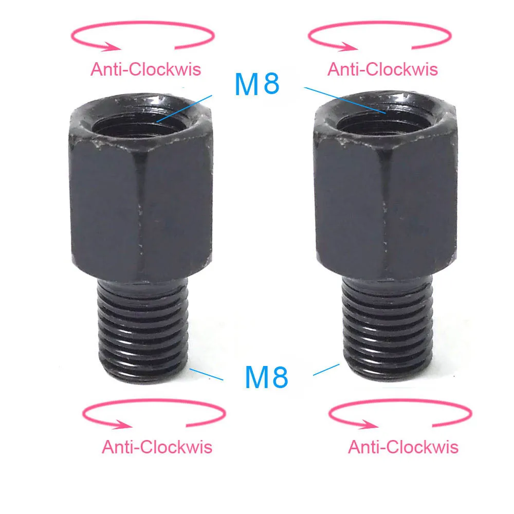 1 Paar schwarze Motorrad-Spiegeladapter M10 10 mm M8 8 mm Rückspiegel Umwandlungsschraube Ich bin Uhrzeigersinn Anti-Uhr Rechts-Verknüpfungen-Gewinde: Beige