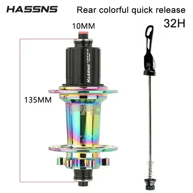 HASSNS Pro 7 36H/32H Hub Bearing MTB Bike 36Holes Freehub Rear Hub for Four Palin 7-12 Speed Noisy Cube Bicycle 6 Pawl Hubs: PURPLE