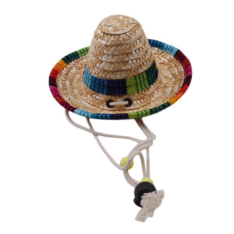 Multicolor Huisdier Stro Hoed Hond Kat Hoed Acessorios Stro Sombrero Mexicaanse Hoed Pet Verstelbare Gesp Kostuum