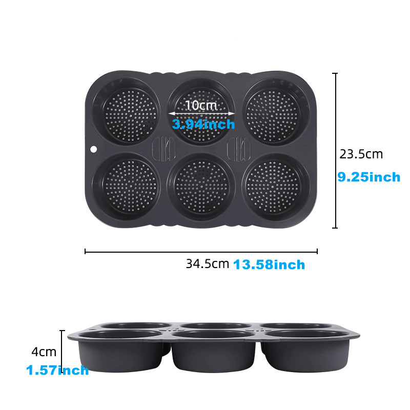 Hamburger Bun Mold Non-Stick Food Grade Silicone Bread Loaf Pan Baguette Pan French Bread Baking Forms Burger Buns Sandwich Tray: Chocolate