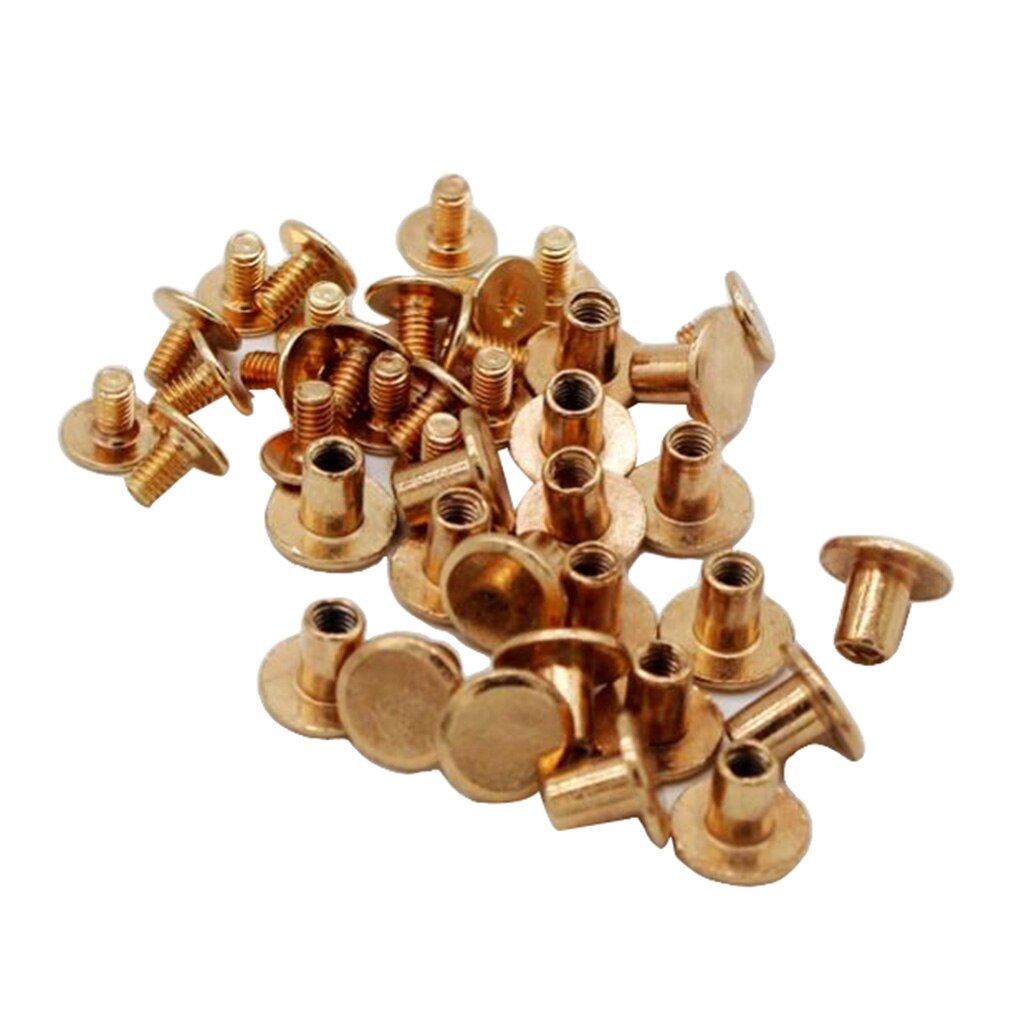 20 Sets Alloy Chicago Rivets Studs Punk for Scrapbooking Bookbinding: Rose Gold