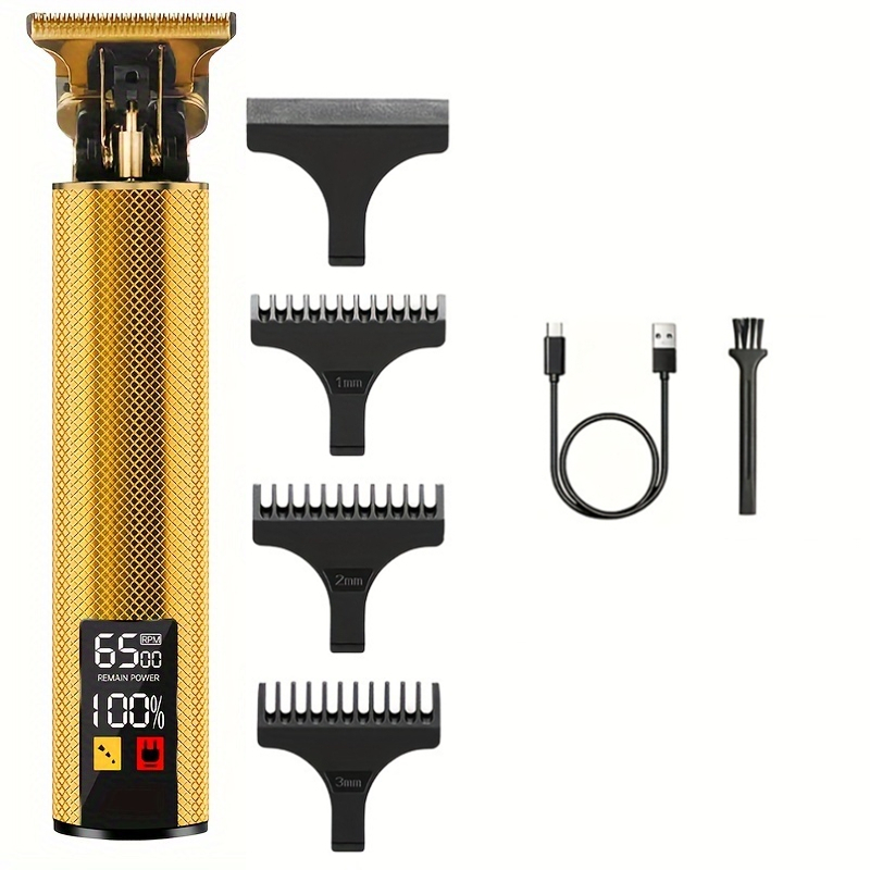 Barbero eléctrico T9 para mujer cortadora de pelo para hombre LCD recargable maquina afeitar hombre Retro afeitadora electrica cortar maquinilla cortapelos maquinas barberia: Morado