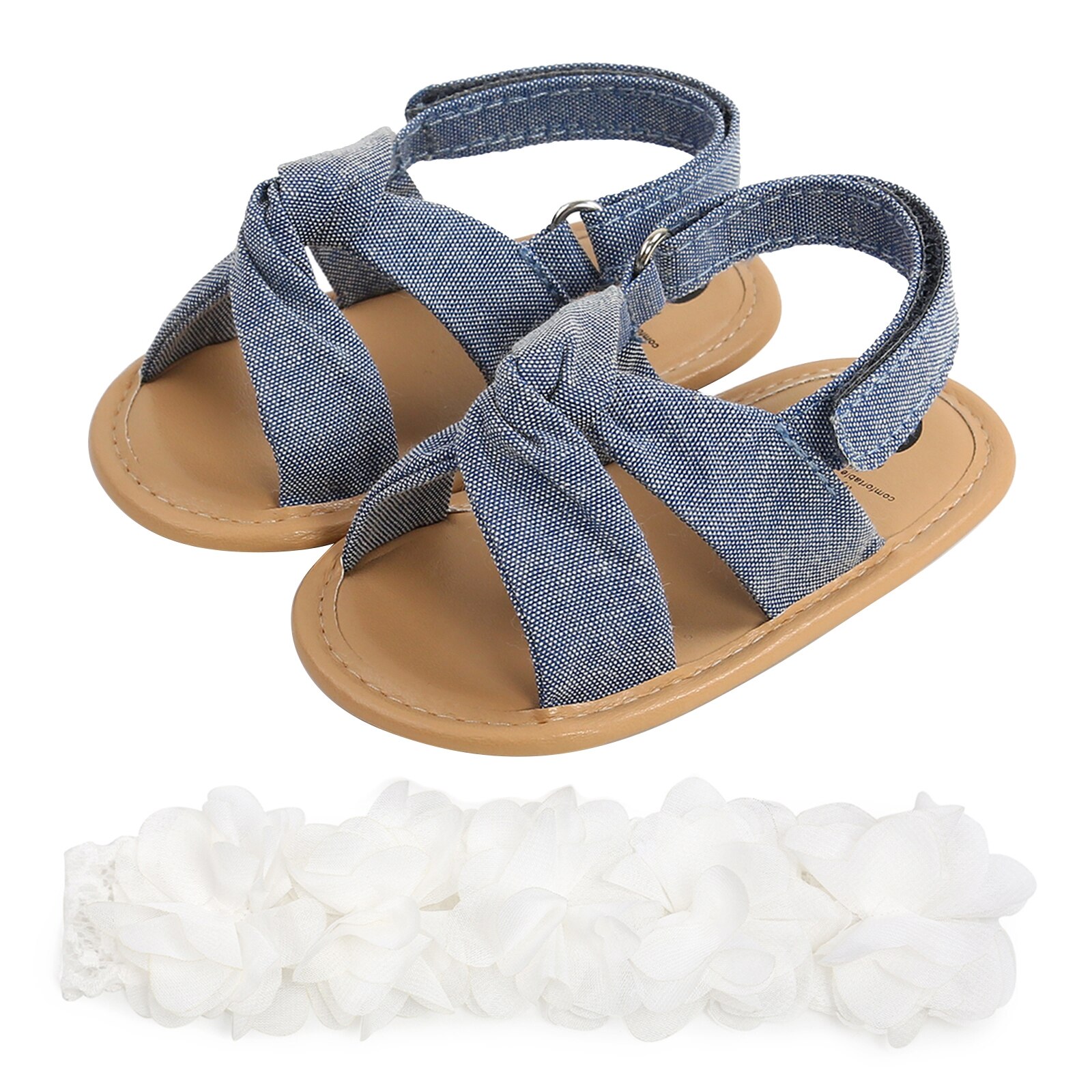 Pudcoco Baby-mädchen-sandalen- und haarband-einstellen: niedliche, rutschfeste Ballerinas und ein haarband mit blume für babys ab 0-18 monaten.