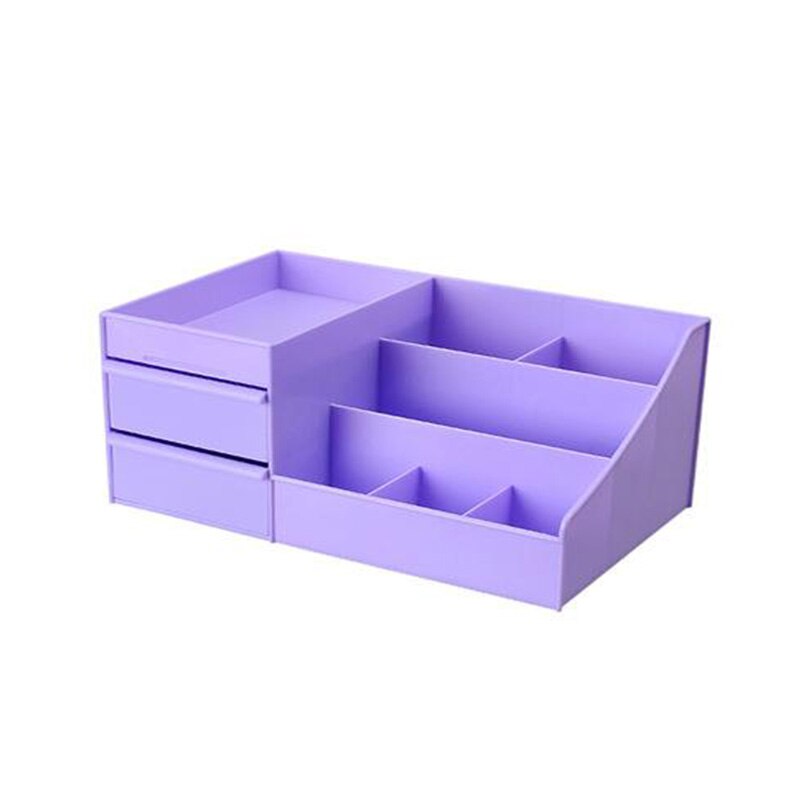 Flerlags Plast Kosmetikk Oppbevaringsboks Skuffe Makeup Organizer Desktop Diverse: Lilla