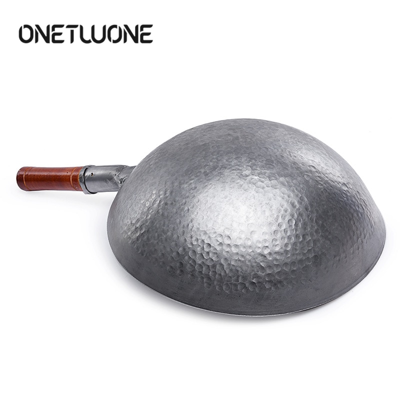 Chinese Ijzeren Pot Huishoudelijke Traditionele Handgemaakte Ijzeren Wok Zonder Olie Rook Ongecoat non-stick Wok Kookgerei