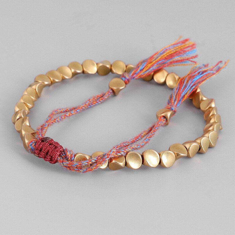 Handgjorda tibetanska buddhistiska flätade bomullskopparpärlor lucky rope armband armband för kvinnor män tråd armband smycken