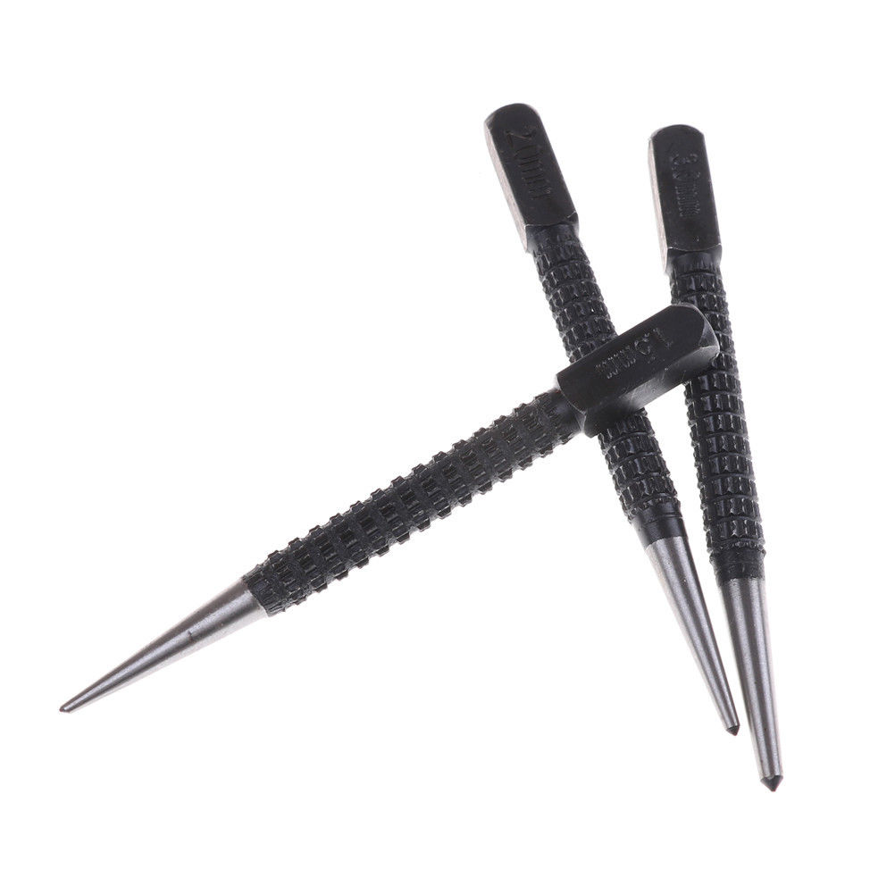 3 Pcs Center punch 3/32" Heavy Duty Centre Punch Steel Metal Spring Loaded Marking Hole Tool